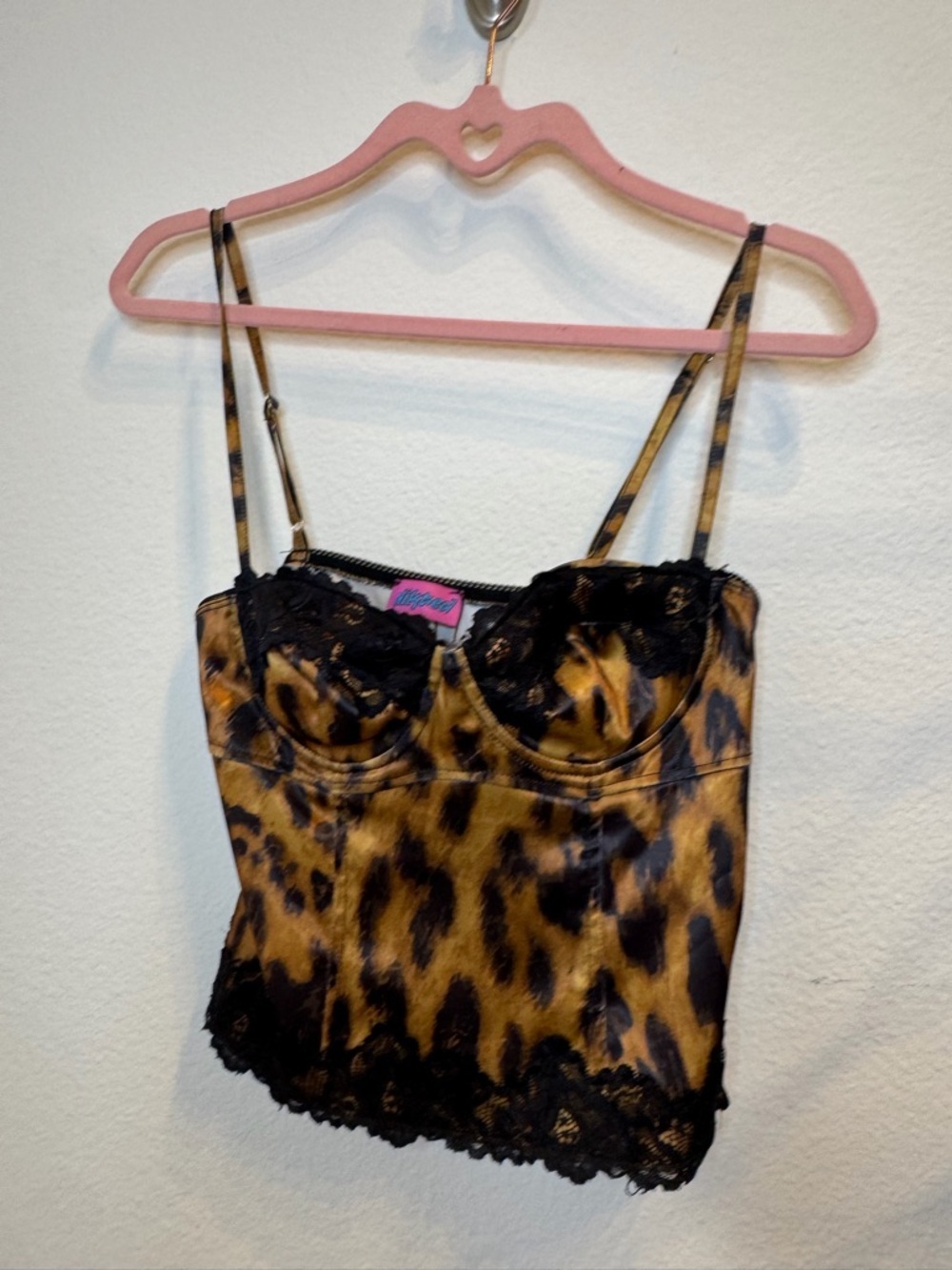 Edikted Leopard Satin Lace Bustier - Black & Gold - Picture 9 of 16